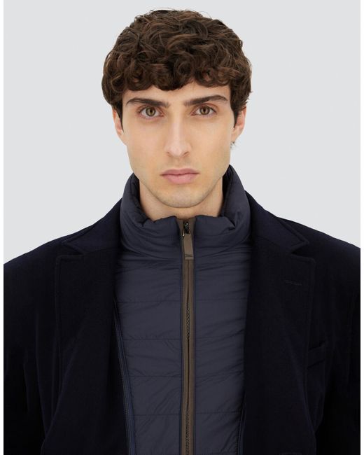 Herno Blue Beaver Wool Coat for men