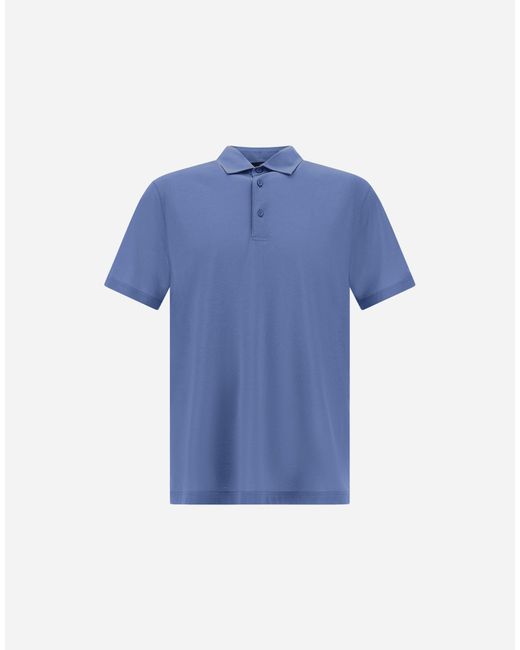 Herno Blue Jersey Crepe Polo Shirt for men