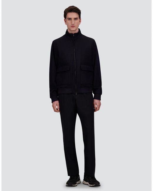 Herno Blue Fine Wool Bomber Jacket for men