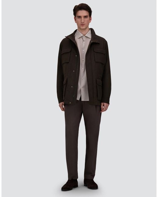 Herno Black Vintage-Effect Wool-Blend Field Jacket for men