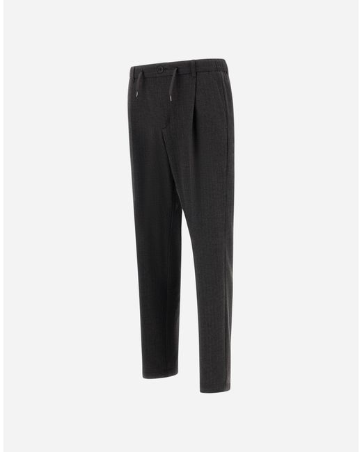 Herno Black Pinstriped Technical Fabric Trousers for men