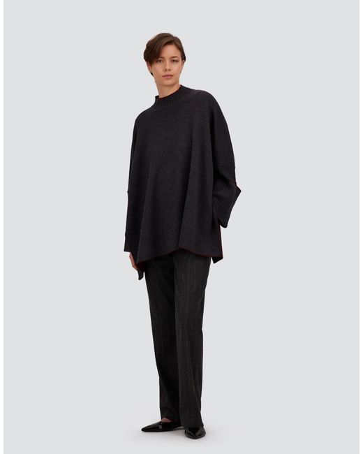Herno Gray Double-Knit Wool Poncho