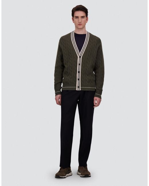 Herno Black Cable-Knit Wool And Cashmere Cardigan for men