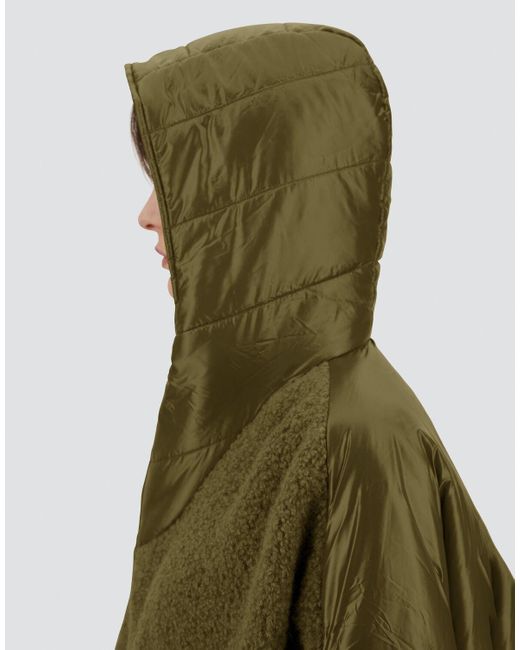 Herno Green Alpaca Wool Bouclé And Nylon Ultralight Poncho