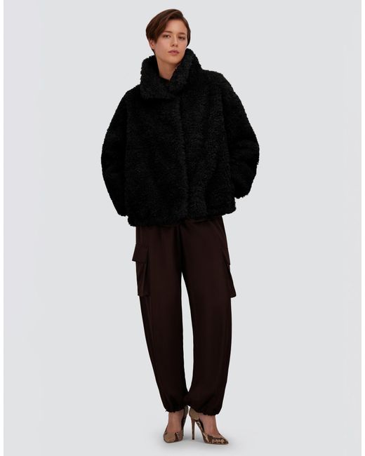 Herno Black Curly-Effect Fur-Touch Short Jacket