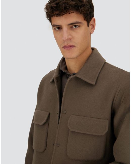 Herno Brown Chaqueta Camisera Resort De Double Faced Pure Wool for men