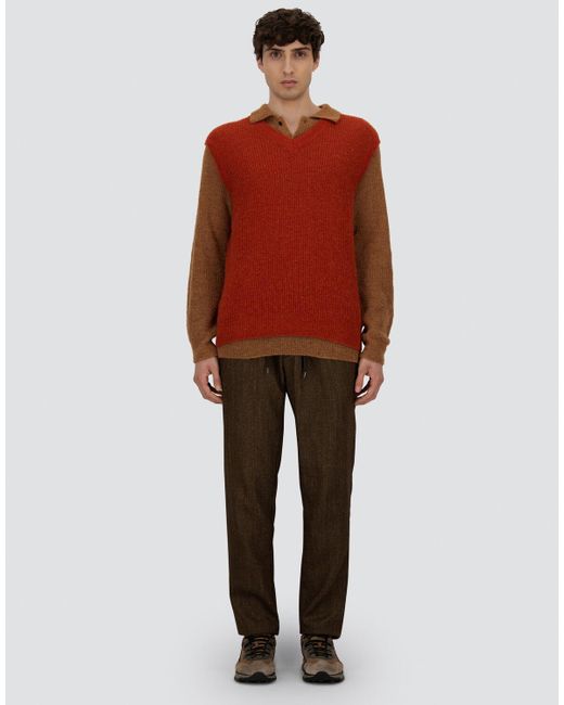 Herno Red Cob Stitch Alpaca Wool Vest for men