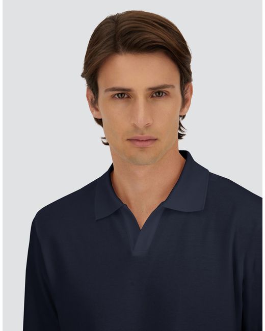 Herno Blue Jersey Knit Effect Polo Shirt for men