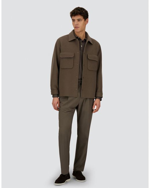 Herno Brown Chaqueta Camisera Resort De Double Faced Pure Wool for men