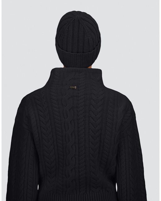 Herno Black Ribbed Wool Beanie