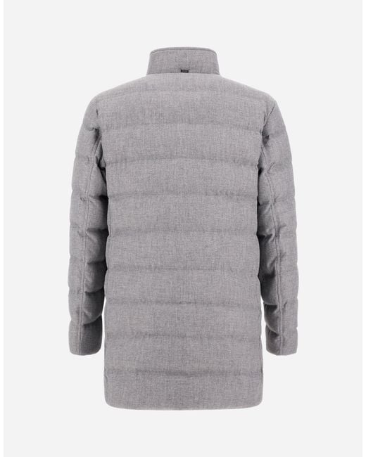 Herno Gray Wool-Blend, Viscose And Suede-Effect Carcoat for men