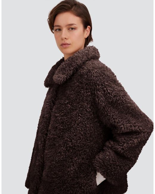 Herno Brown Curly-Effect Fur-Touch Short Jacket