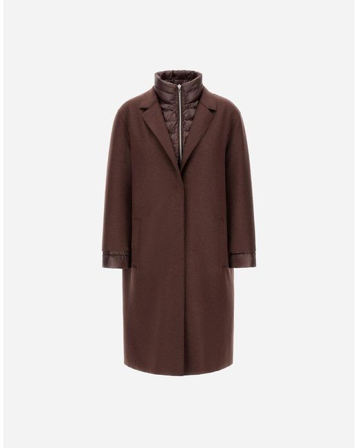 Herno Brown Resort Felted Wool And Nylon Ultralight Coat