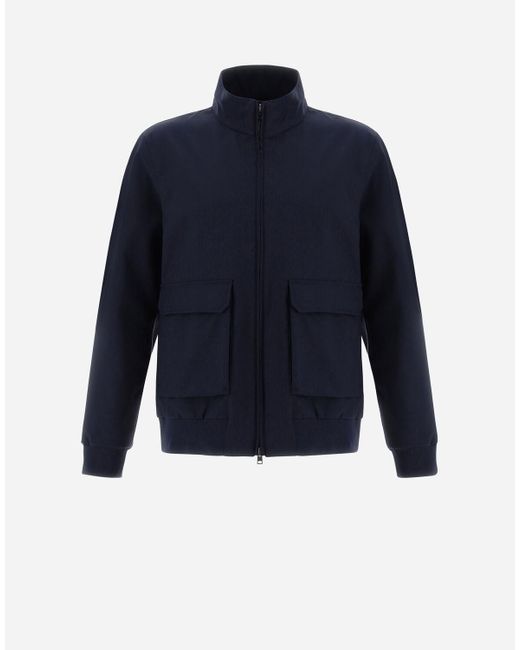 Herno Blue Layers Wool Storm Bomber Jacket for men