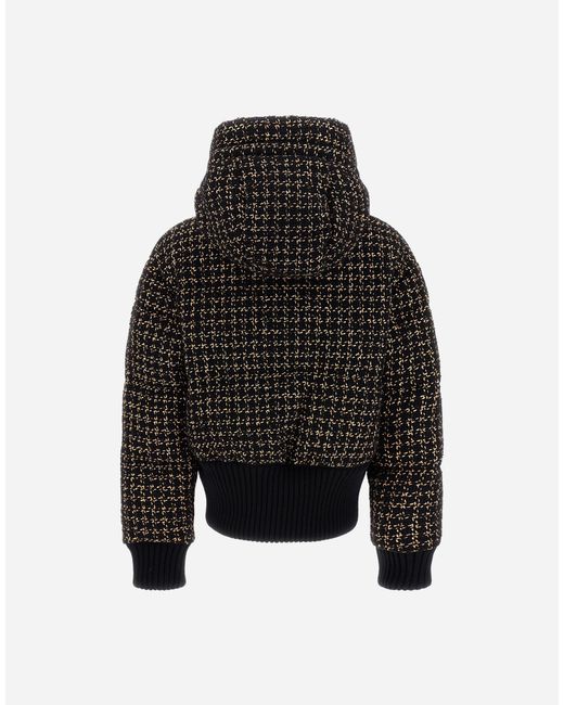 Herno Black Wool Tweed Bomber Jacket