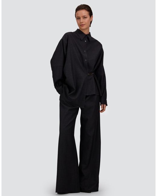 Herno Blue Stretch Wool Gabardine Shirt