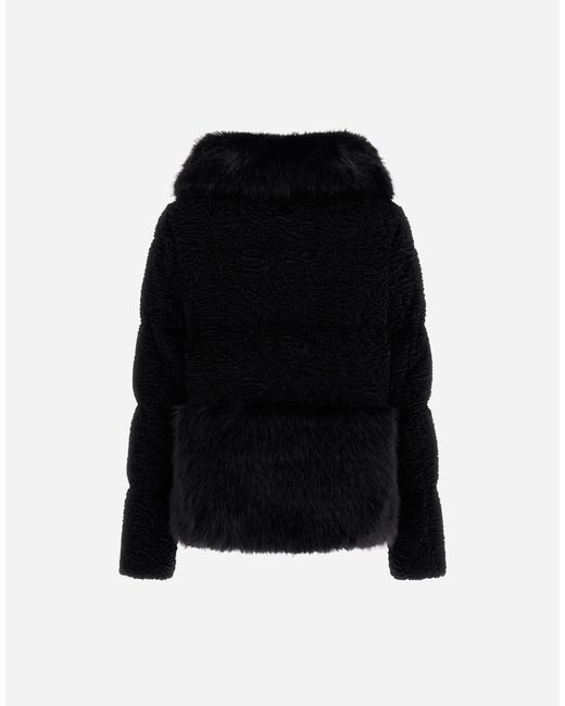 Herno Black Astrakhan-Effect Fur-Touch Jacket