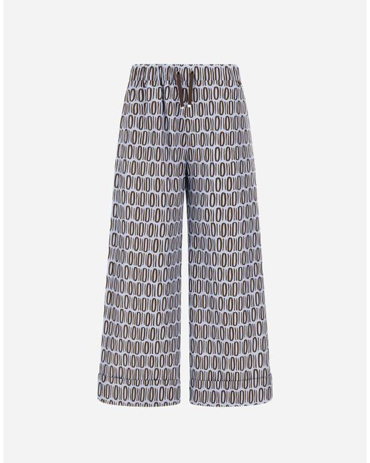 Herno Gray Resort Cotton Rectangular Print Trousers