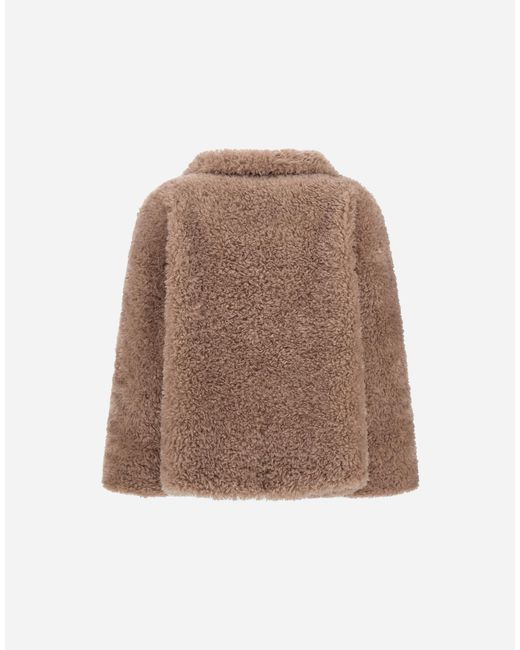 Herno Brown Curly-Effect Fur-Touch Short Jacket