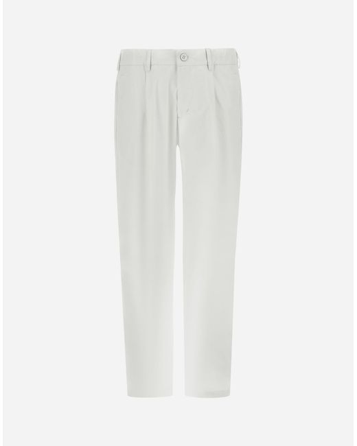 Herno White Cotton Feel Trousers With Drawstring for men