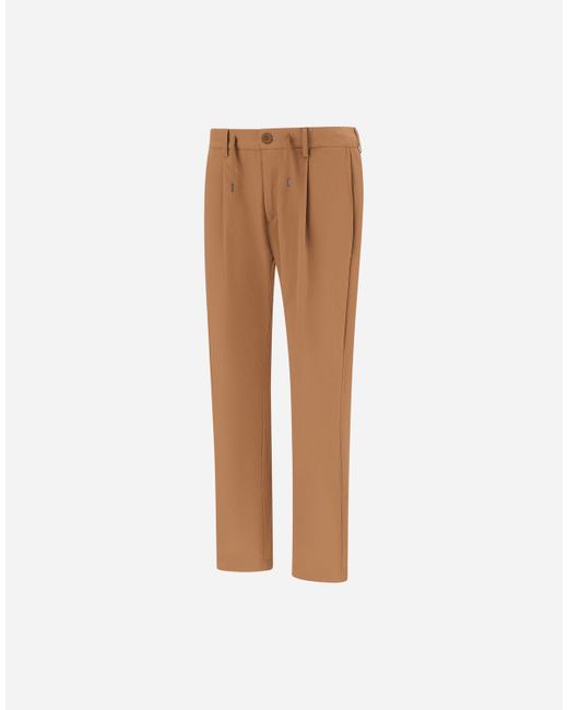 Herno White Trousers In Cotton Feel