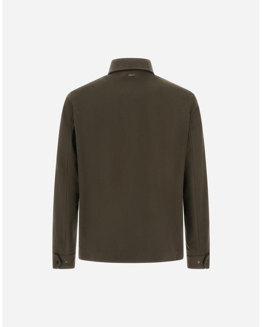 Herno Green Cashmere And Wool Shacket for men
