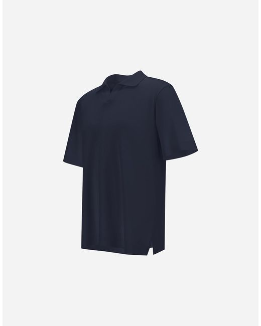 Herno Blue Jersey Knit Effect Polo Shirt for men