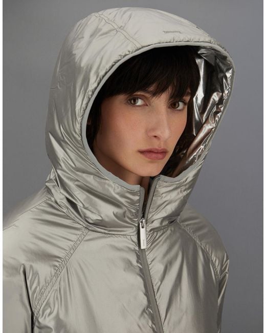 Herno Gray Laminar Metallic Shield Hooded Jacket