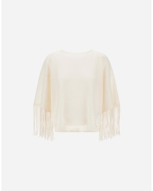 Herno White Wool And Cashmere Stocking-Stitch Jumper