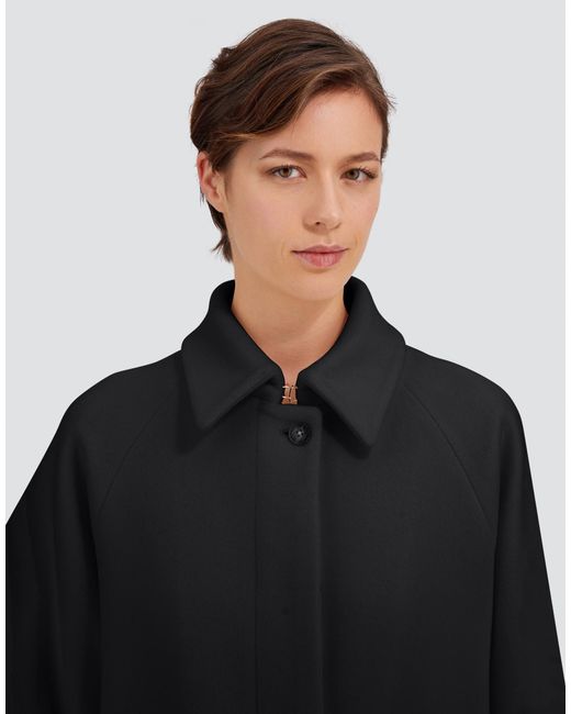 Herno Black Single-Breasted Wool Cloth Coat