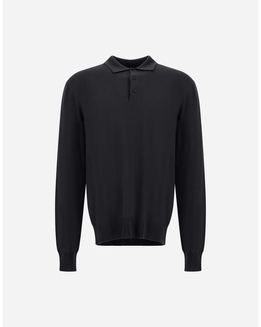 Herno Blue Merino Wool Polo Shirt for men