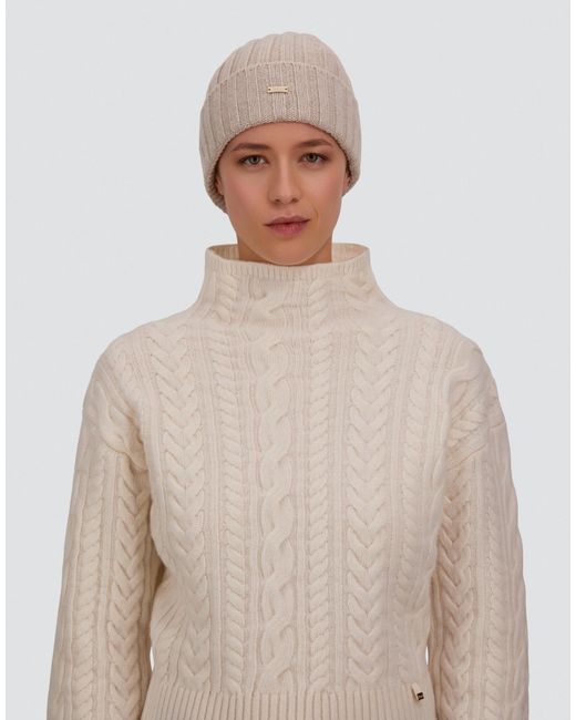 Herno White Ribbed Wool Beanie