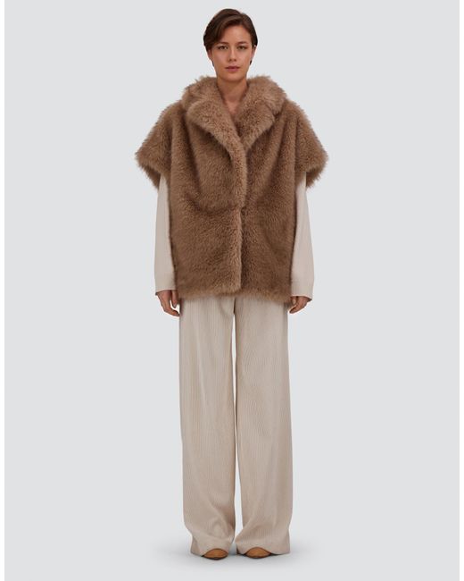 Herno Brown Long-Pile Fur-Touch Vest