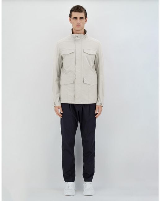 Herno White Field Jacket In Light Cotton Stretch for men