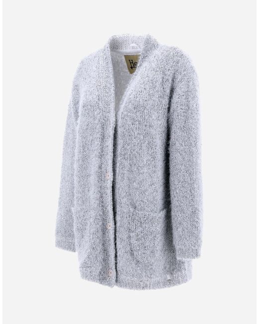 CARDIGAN IN FRIZZY LUREX KNIT di Herno in Blue
