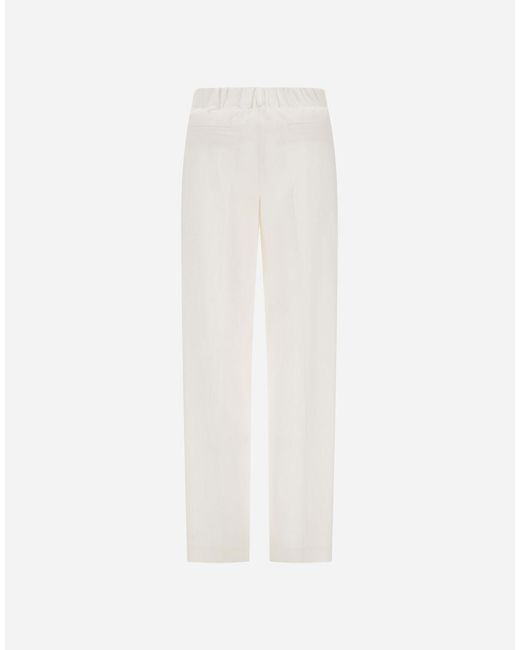 Herno White Trousers In Light Stretch Woolly