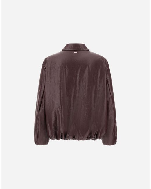 Herno Brown Leather-Effect Jacket