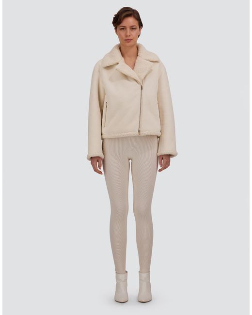 Herno Natural Corduroy Biker Jacket With Shearling-Effect Interior