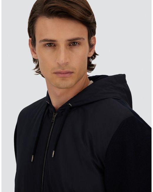 Herno Blue Pique' Knit And Nylon Jacket for men