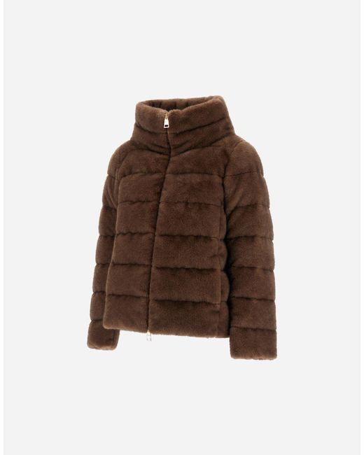 Herno Brown Mélange Mink-Effect Jacket