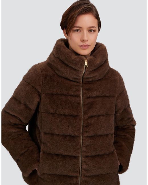 Herno Brown Mélange Mink-Effect Jacket