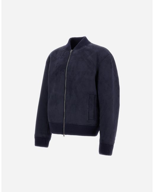 Herno Blue Faux Shearling Bomber Jacket for men