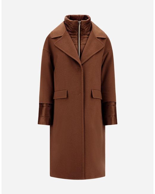 Herno Brown Abrigo De Pure Cashmere Y Nylon Ultralight