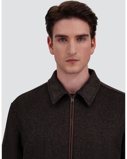Herno Black Cashmere Cloth, Mohair And Suede-Effect Shacket for men