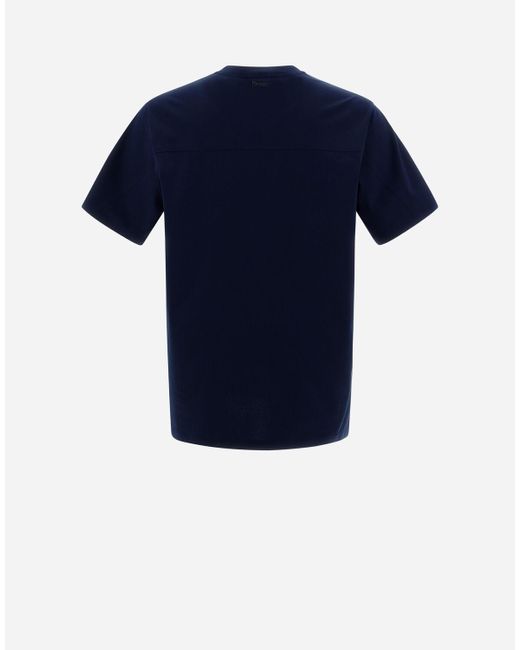 Herno Blue T-shirt In Superfine Cotton Stretch for men