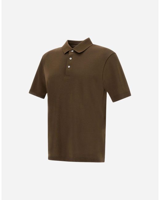 Herno Brown Jersey Knit Effect Polo Shirt for men