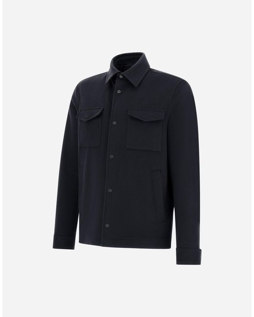 Herno Blue Cashmere And Wool Shacket for men