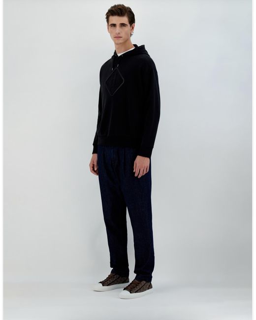Herno Blue Diagonal Cotton Fleece Sweatshirt for men