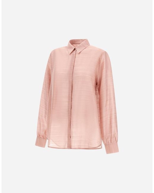 Herno Pink Striped Silk Jacquard Shirt