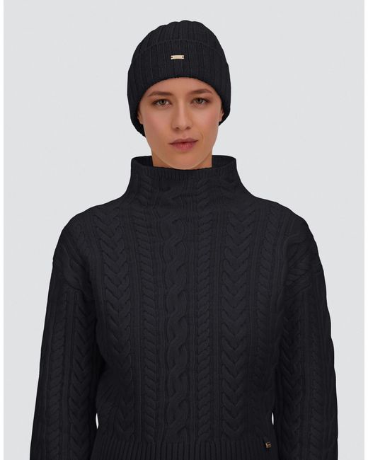 Herno Black Ribbed Wool Beanie
